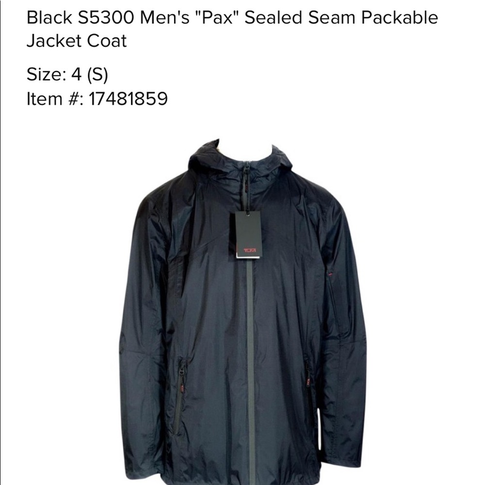 TUMI S3500 “PAX” Sealed Seam Packable Jacket - new